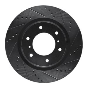 Mitsubishi Montero Brake Rotor (1) - Front Right - R1 Concepts - Drilled & Slotted - Black - `08-`17